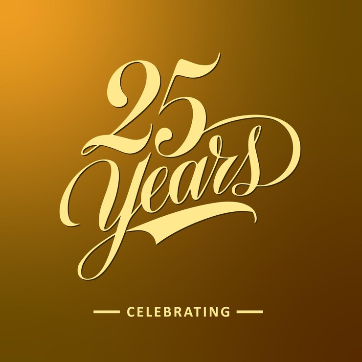 Vector 25 years celebration lettering design