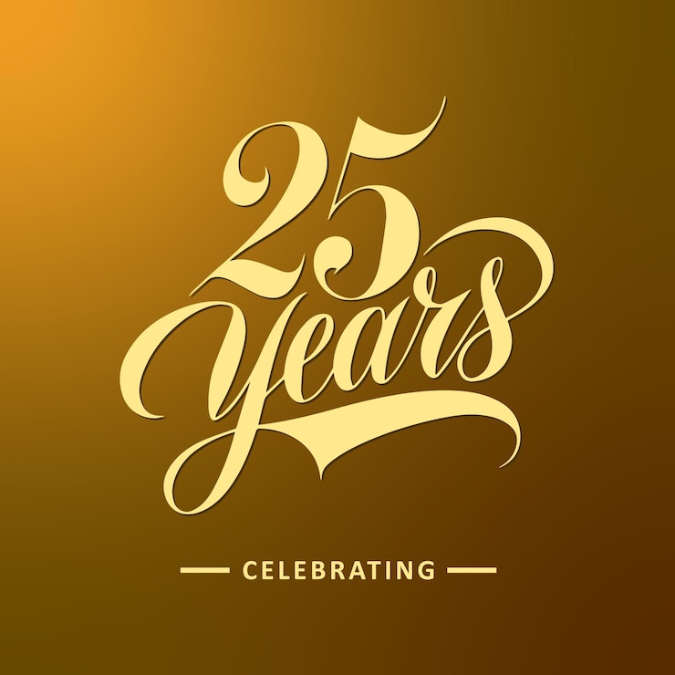 Vector 25 years celebration lettering design