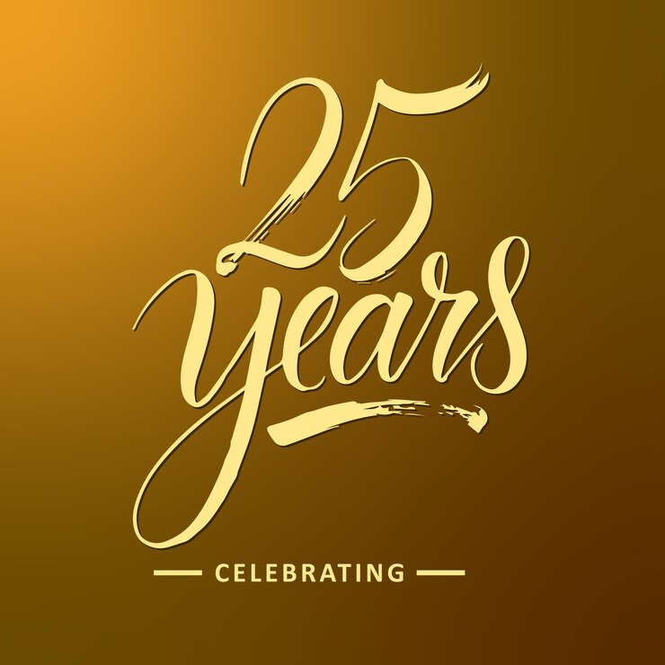 Vector 25 years celebration lettering design