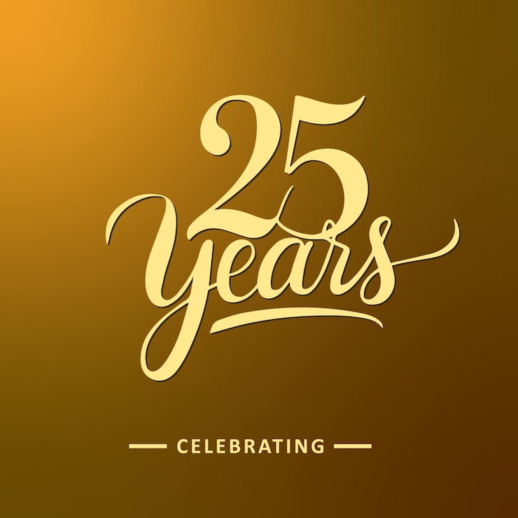 Vector 25 years celebration lettering design