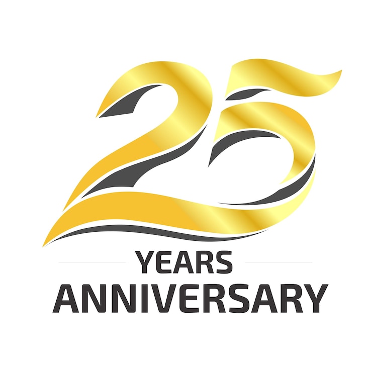 Vector 25 years gold anniversary vector logo template