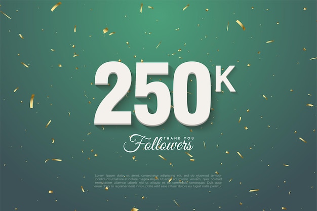 250.000 volgers met witte cijfers op een groene bladachtergrond