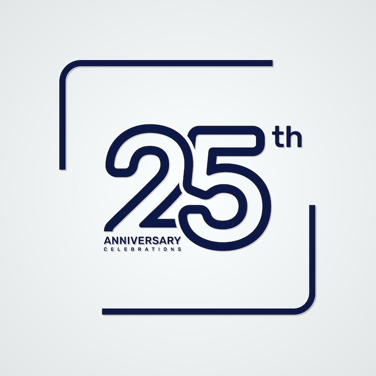 Vector 25e verjaardag logo-ontwerp met dubbele lijnstijl concept logo vector sjabloon