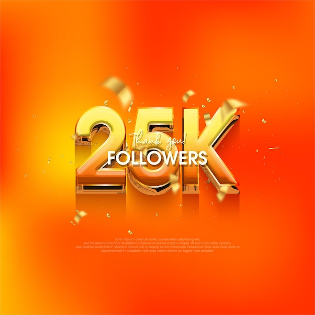 25k followers speech background with a bright and fresh orange color