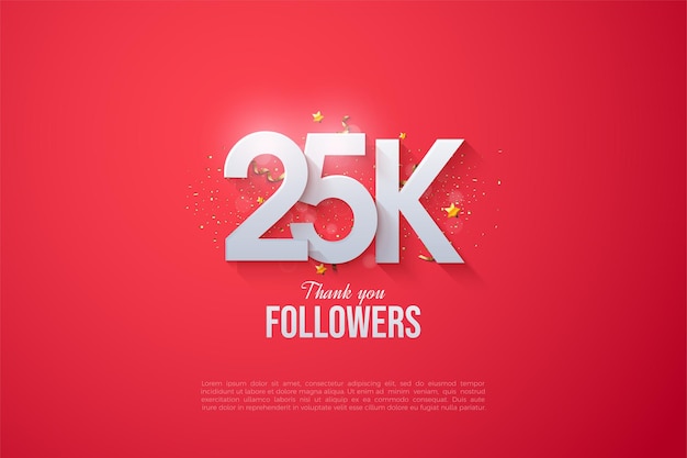 Vector 25k followers with overlapping numbers illustration.