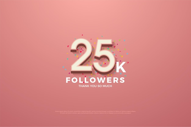 25k followers with white 3D numeral illustration