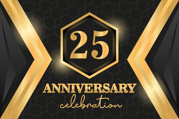 25th anniversary celebration logotype. Logo numbers and ribbon vector design.