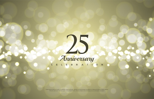 골드에 검은 숫자와 함께 25 주년 기념 축하 배경 흐림.
