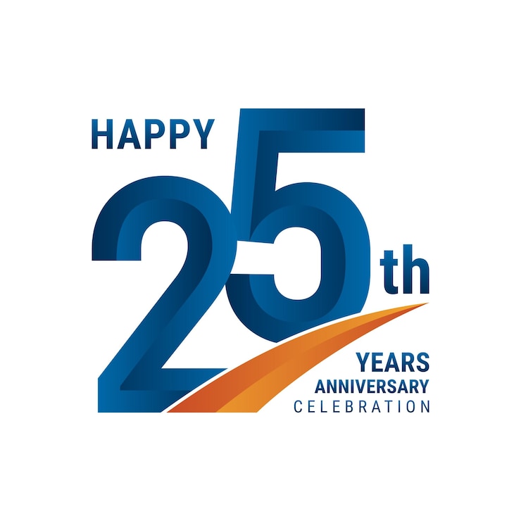 Vector 25th anniversary logo perfect logo design for anniversary celebration vector illustration