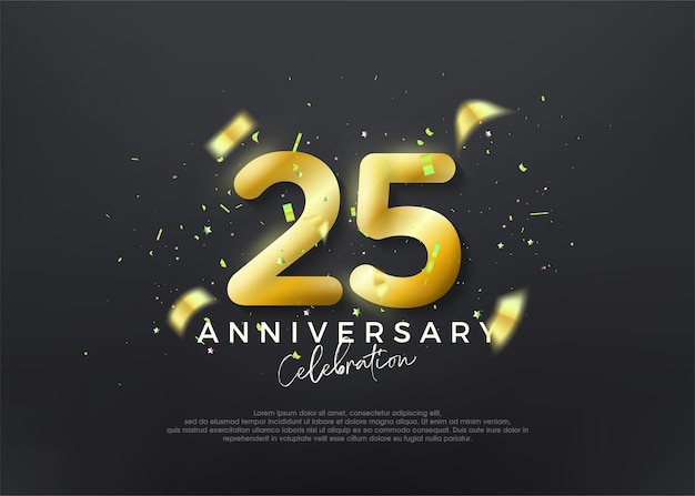 25th anniversary numbers gold luxury vector background premium Premium vector for poster banner celebration greeting