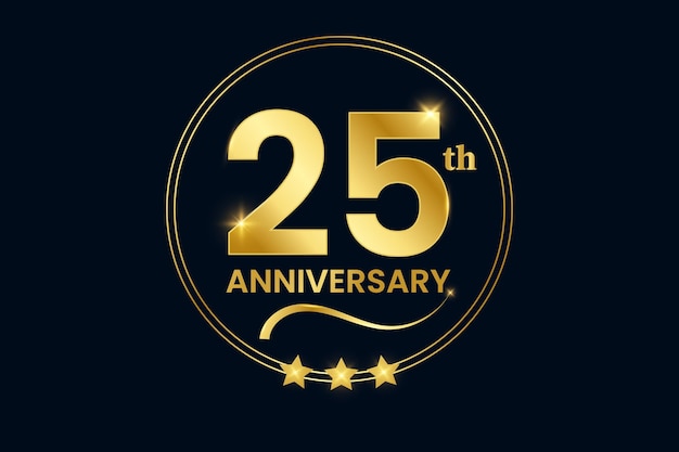 Vector 25th anniversary premium golden badge.