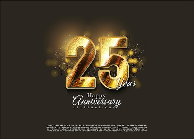 25th anniversary with classic textured celebration numbers