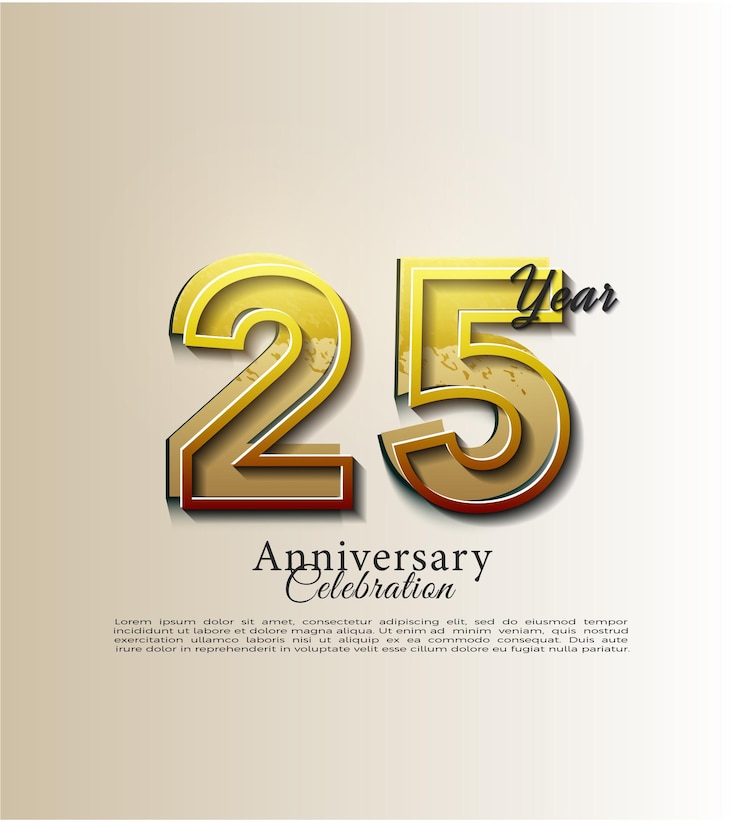 25th anniversary with different celebratory numbers