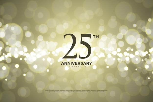 25th Anniversary with gold foil background illustration