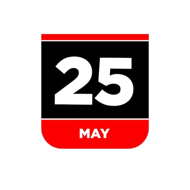 25th May Calendar vector icon 25 may typography