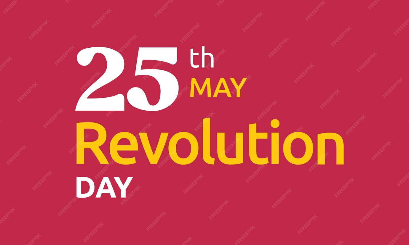 Premium Vector 25th may revolution day phrase colorful lettering with