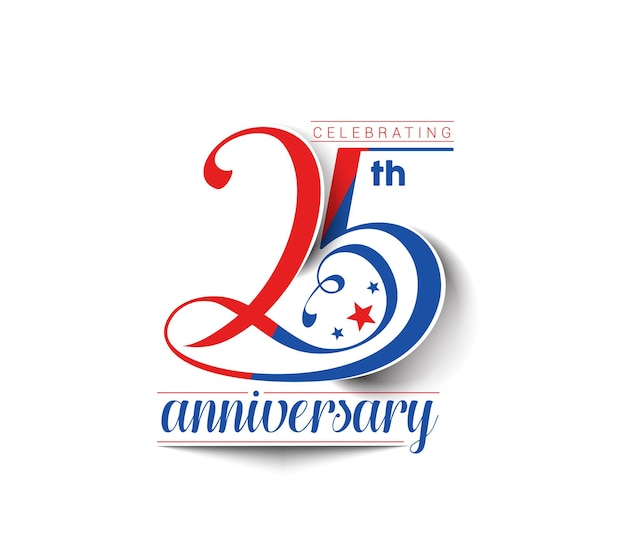 25th years anniversary celebration vector design.