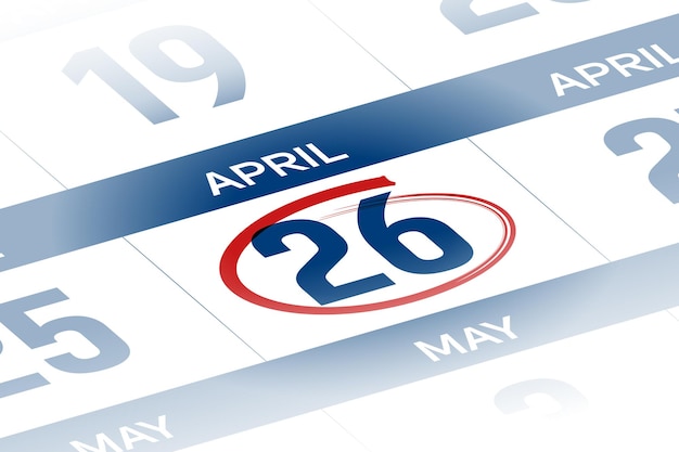 26 april 2025 year calendar day illustration