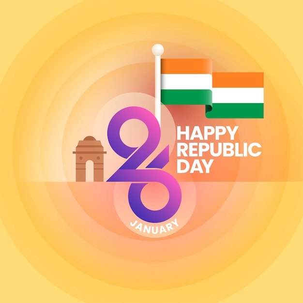 Vector 26 januari india happy republic day achtergrond of postbanner