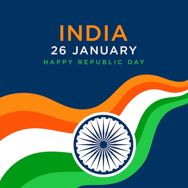 26 january happy republic day indian flag