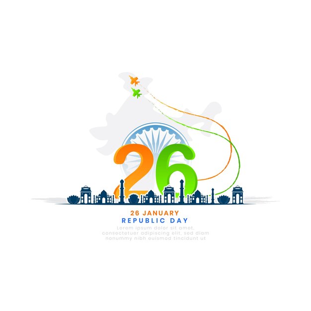 26 January Republic day of Bharat India Vector minimalistic illustration