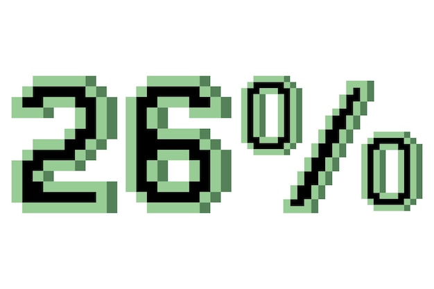 26 percent with pixel art 3d Vector illustration