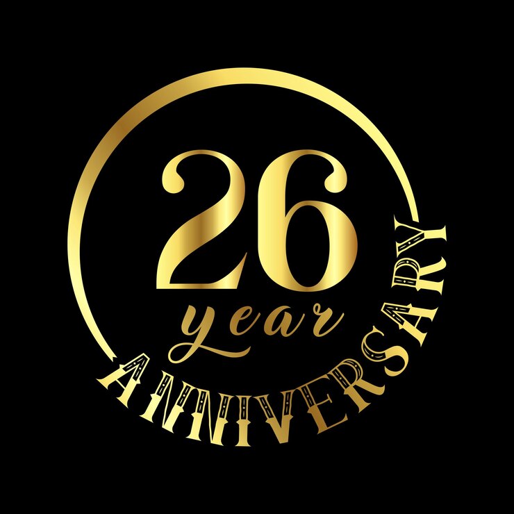 Vector 26 year anniversary wedding wish lettering text vector illustration