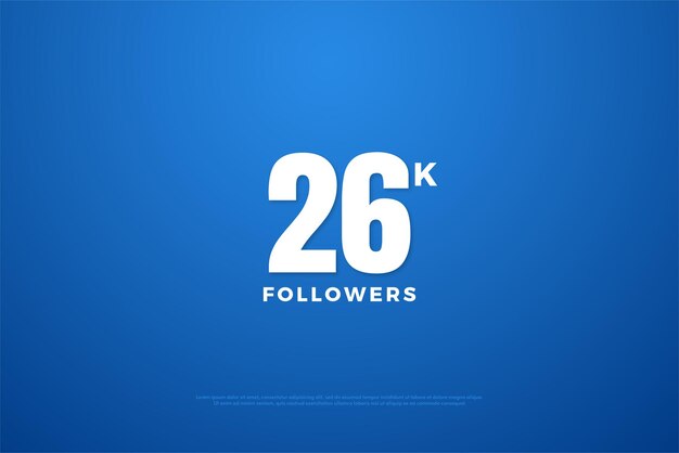 26000 followers with white and blue color concept.