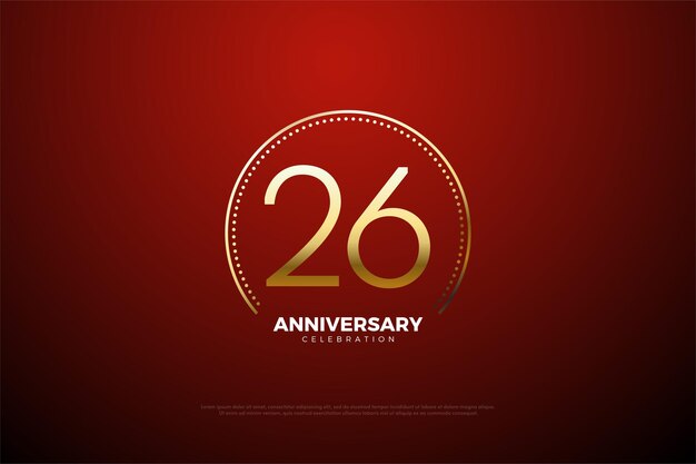 숫자를 둘러싼 금색 줄무늬와 점이 있는 26주년 기념 배경