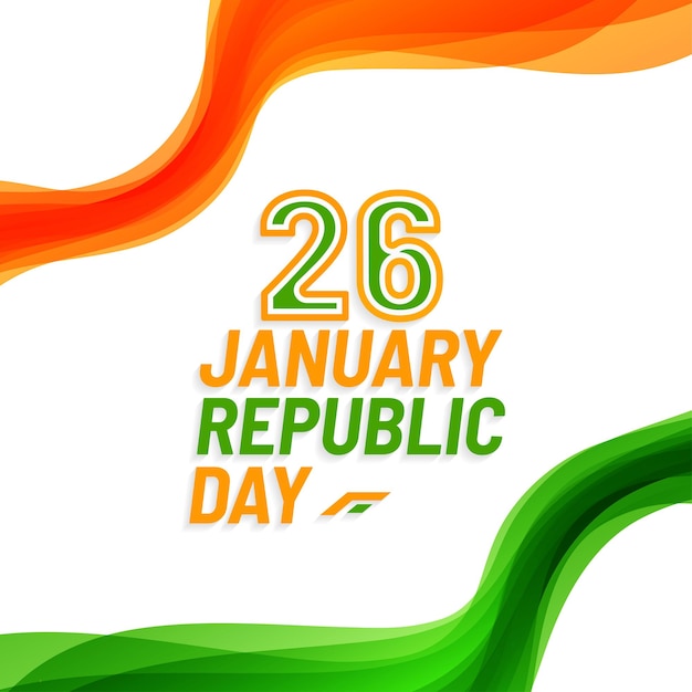 26th january republic day new design with orange and green waves