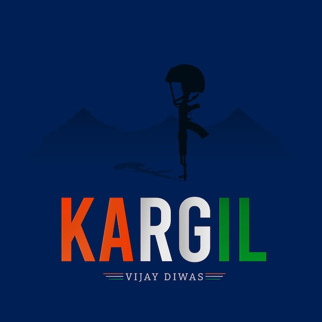 7월 26일 Kargil Vijay Diwas 인도 국기와 육군 소셜 미디어 포스트 디자인 컨셉