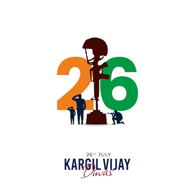 7월 26일 Kargil Vijay Diwas 디자인 컨셉, 인도 국기와 육군 소셜 미디어 포스트