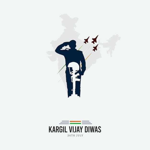 Vector 26th july kargil vijay diwas design concept with indian flag and army social media post