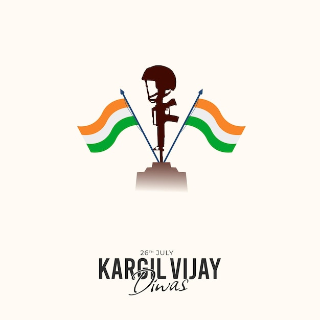 7월 26일 Kargil Vijay Diwas 디자인 컨셉, 인도 국기와 육군 소셜 미디어 포스트