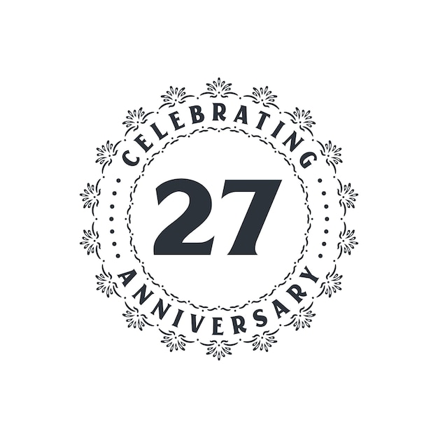Vettore celebrazione del 27° anniversario biglietto di auguri per il 27° anniversario