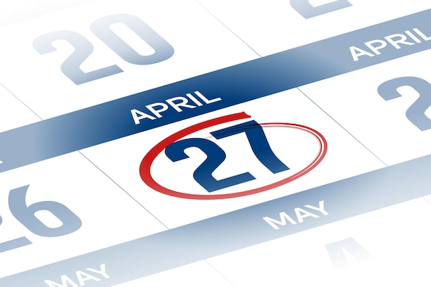27 april 2025 year calendar day illustration