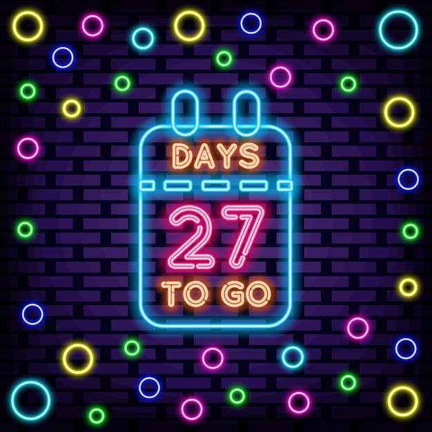 27 Days To Go-badge in neonstijl Helder uithangbord Lichtbanner