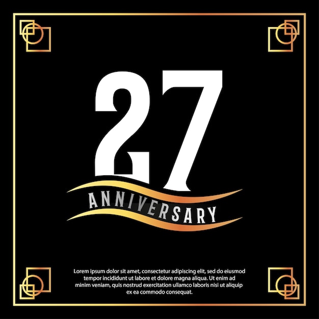 27 jaar jubileum logo ontwerp wit gouden abstract op zwarte achtergrond sjabloon illustratie