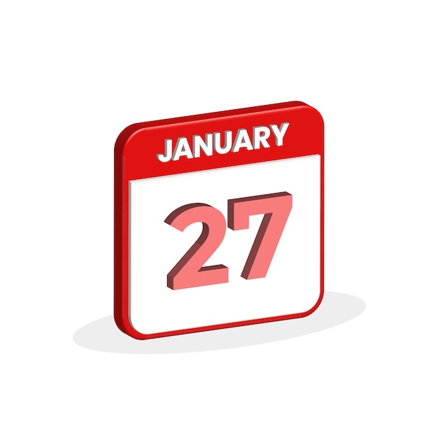 27 januari kalender 3D icoon 3D 27 januari kalender datum maand icoon vector illustrator