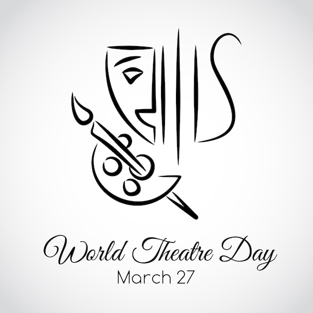 Vector 27 march world theatre day greeting card