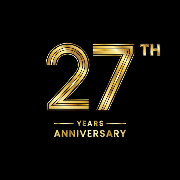 27 years anniversary logo design with golden number for anniversary celebration event Logo Vector