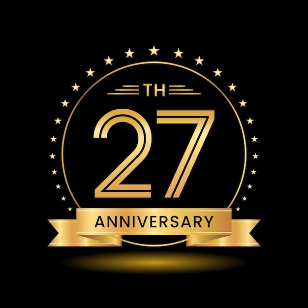 27e verjaardag logo ontwerp Gouden getal conceptontwerp Line Art stijl Logo Vector Template