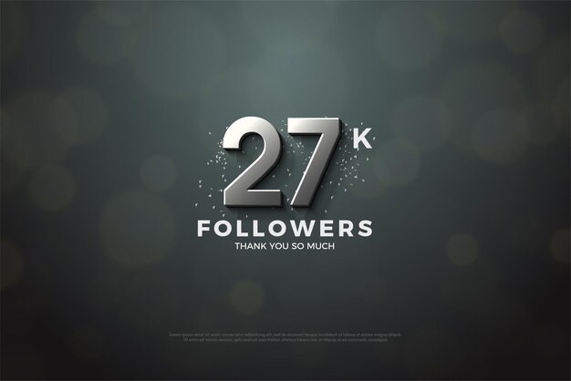 Vector 27k followers with beautiful white glitter sprinkles illustration