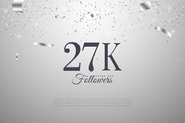 27k followers with celebration paper rain illustration.