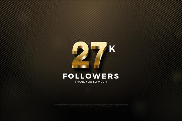 27k followers with fancy gold 3d number illustration