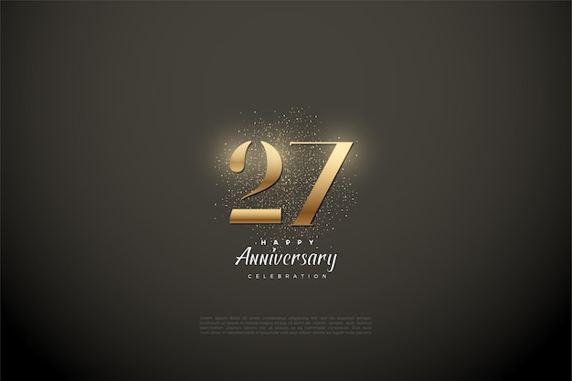 27th Anniversary background with gold digits and glitter.