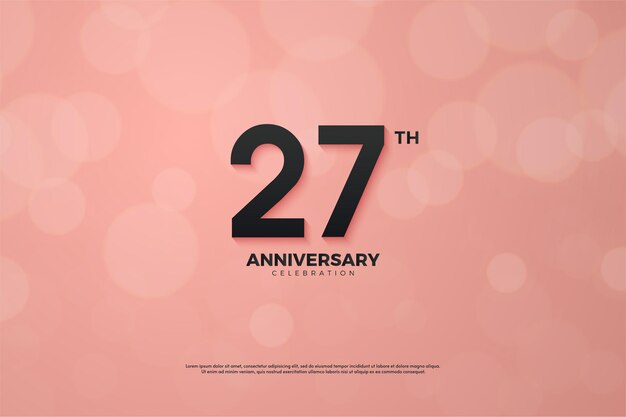 27th anniversary background with solid black numbers on a pink background.