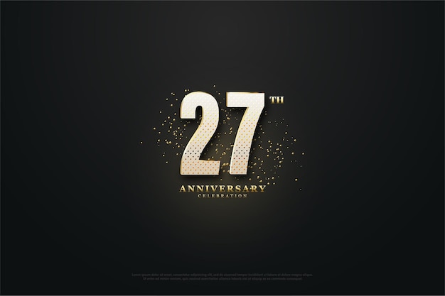 27 ° anniversario backround con numeri e sabbia dorata.