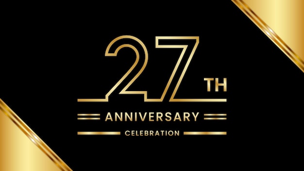 27th Anniversary Celebration with golden text Golden anniversary vector template