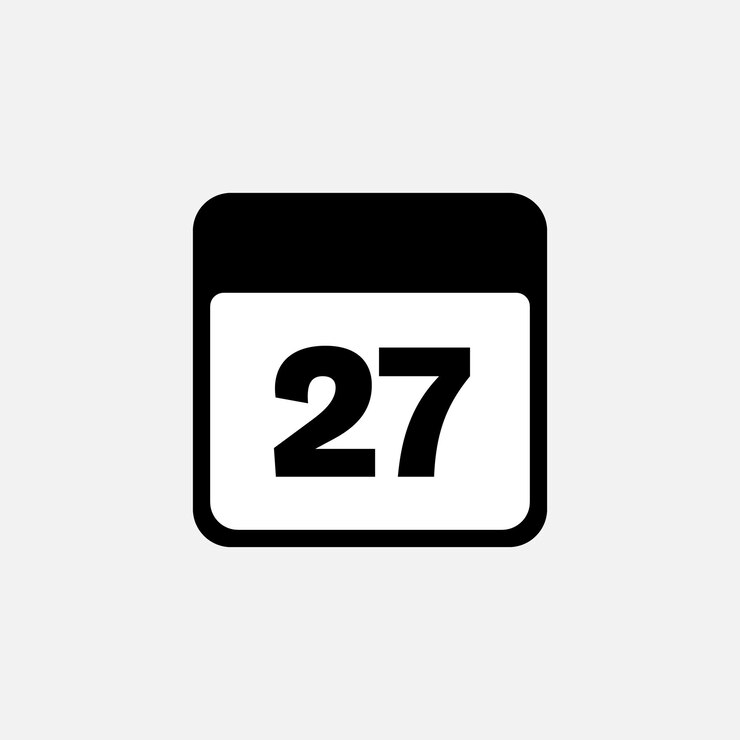 Vector 27th day of the month minimalist calendar vector icon